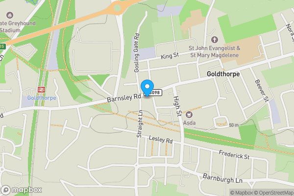 Map location for 43-45 Barnsley Road, Goldthorpe, Rotherham S63 9LT