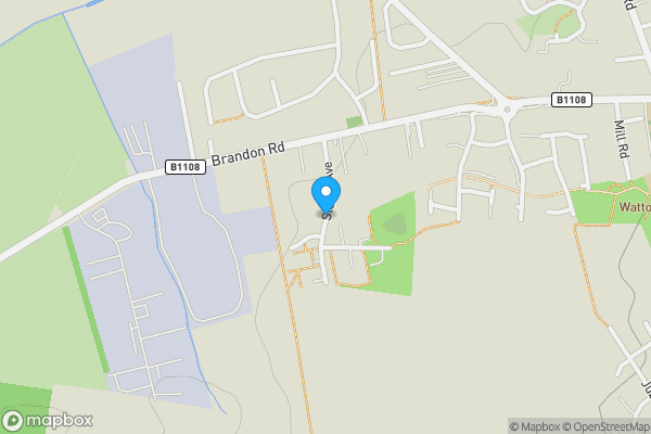 Map location for Development site Stokes Avenue, Watton, Thetford, Norfolk IP25 6LP