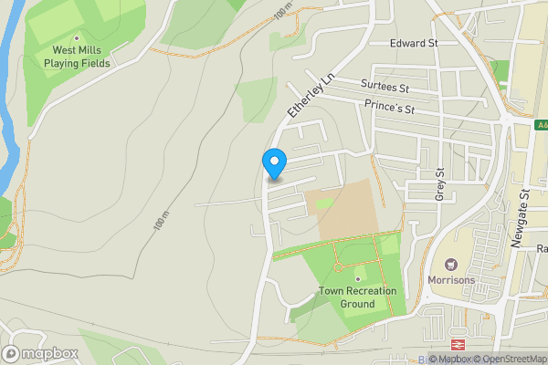 Map location for 1 Ladysmith Street, Bishop Auckland, Durham DL14 7RD