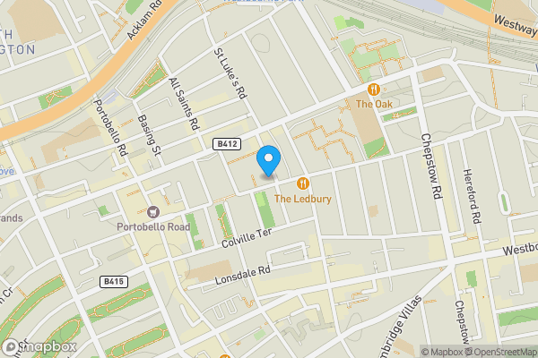 Map location for Flat F, 40 Powis Square, Kensington and Chelsea, London, W11 2AY