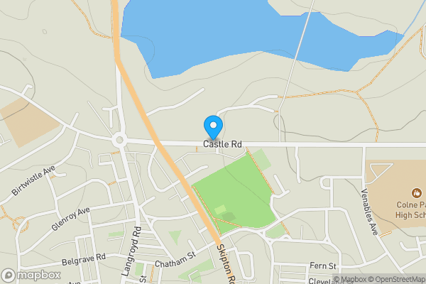 Map location for Castle Road, COLNE, Lancashire, BB8 7AR