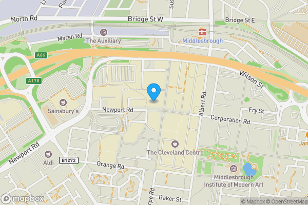 Map location for Former Debenhams Building, 1 Newport Road, Middlesborough TS1 1LE