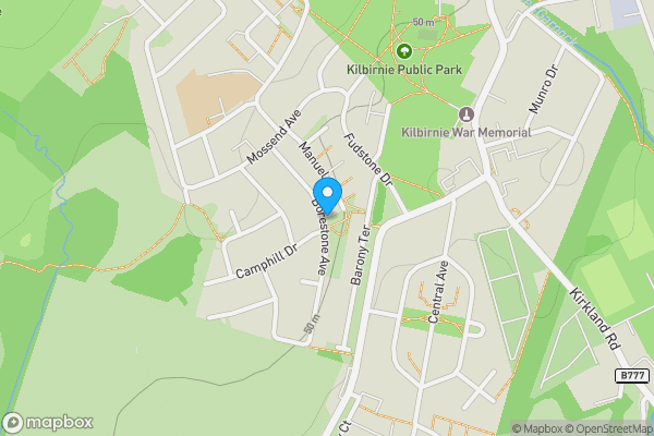 Map location for 39, Borestone Avenue, Kilbirnie, Ayrshire, KA25 6EG
