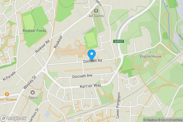 Map location for 3 Treen Flats, Dolcoath Road, Camborne, TR14 8RP