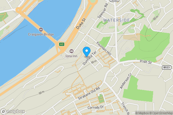 Map location for Site at Dunfield Terrace, Waterside, Londonderry, BT47 2ES