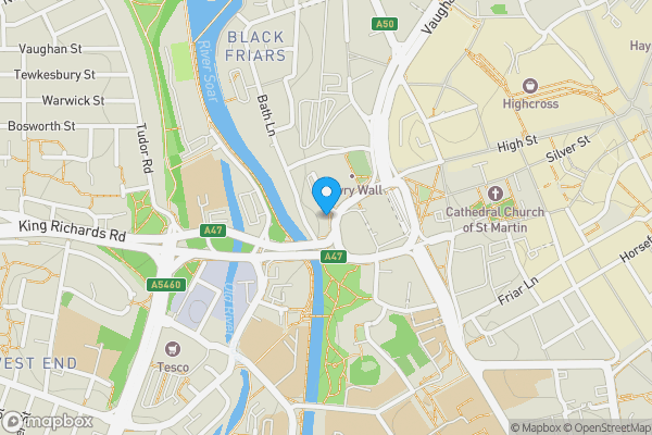 Map location for 150 St. Nicholas Circle, Leicester LE1 4JJ &, 15 Bath Lane, Leicester, LE3 5BF