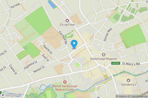 Map location for 12 Abbey Street, Market Harborough, LE16 9AA