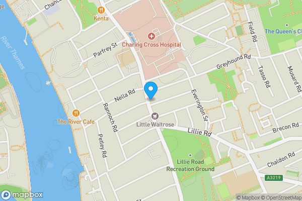 Map location for 187 Fulham Palace Road, London, W6 8QX