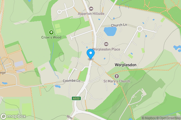 Map location for 1 St Marys Cottages, Perry Hill, Worplesdon, Guildford, Surrey, GU3