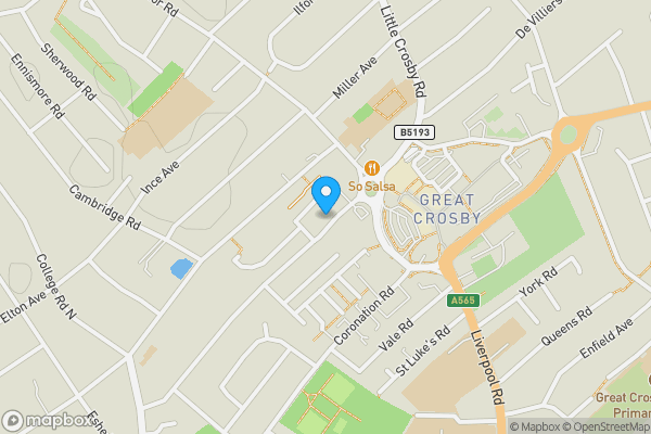 Map location for 95 Alexandra Road, Crosby, Merseyside, L23 7TE