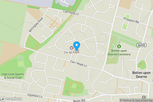 Map location for The Flats, St. Andrews Square, Bolton-Upon-Dearne, Rotherham, South Yorkshire