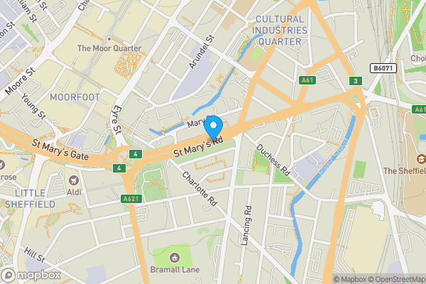Map location for St Marys Road, Sheffield, South Yorkshire, S2 4AU