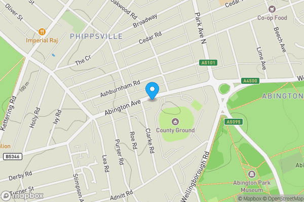 Map location for The County Tavern, 220 Abington Avenue Northampton Northamptonshire NN1 4PR