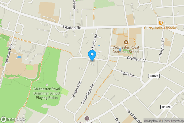 Map location for Flat 5 2 Victoria Road, Colchester, Essex, CO3 3NT