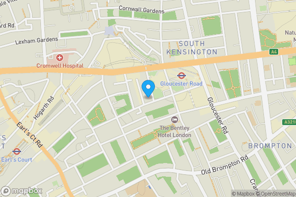 Map location for Flat 1 (Lower Ground), 13 Ashburn Gardens, South Kensington , London, SW7 4DG