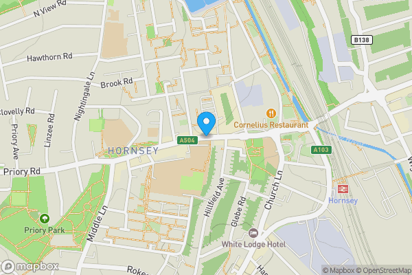 Map location for Flat 1 Hamlet Court, High Street, Hornsey, London, N8 7FJ