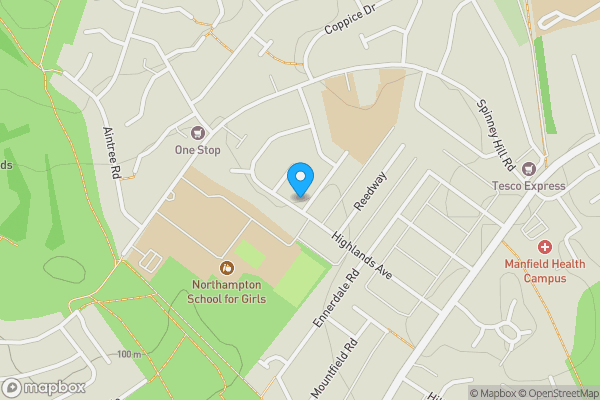 Map location for 78 Highlands Avenue, Northampton, Northamptonshire NN3 6BQ