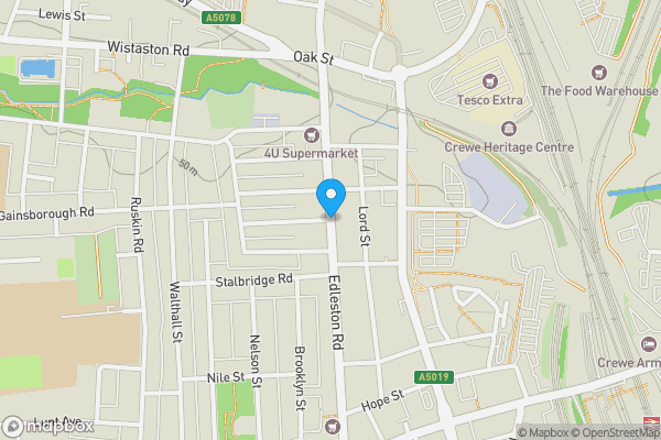 Map location for Edleston Road, Crewe