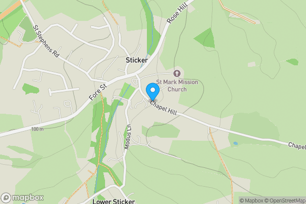 Map location for Sticker Methodist Church, Chapel Hill, Sticker, St. Austell, Cornwall, PL26 7HG PL26 7HG