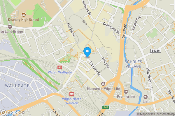 Map location for 25, 79 & 29 Library Street, Wigan, Greater Manchester WN1 1NN