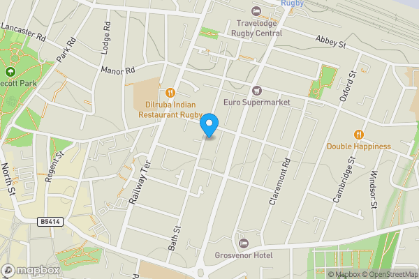 Map location for Flat 1, Walton Court, 100 Bath Street, Rugby, Warwickshire CV21 3JD