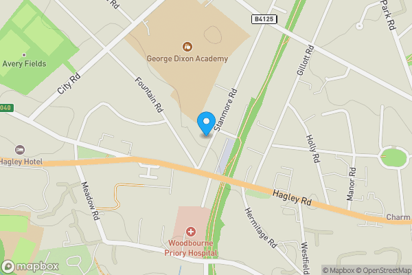 Map location for 14 Stanmore Road, Edgbaston, Birmingham, B16 9TA