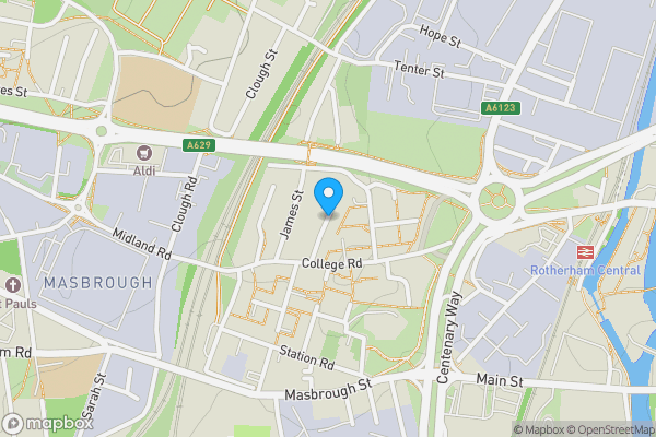 Map location for Falding Street Chapel, Masbrough, Rotherham, South Yorkshire, S60 1JB