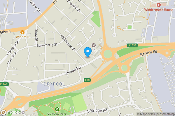 Map location for 147 Hedon Road, Hull, HU9 1AY