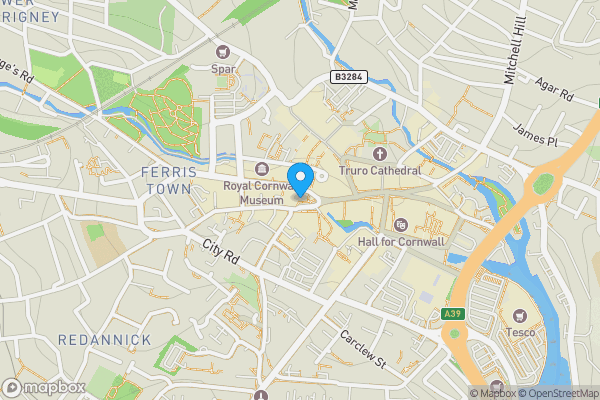 Map location for 18 Victoria Square, Truro, Cornwall, TR1 2RX