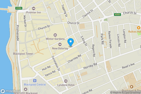 Map location for Trafalgar Hotel, 106, Blackpool, Lancashire, FY1 4PR