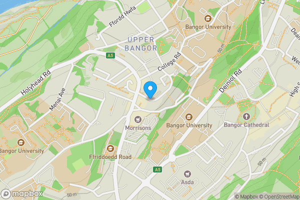 Map location for The Crescent, Bangor, LL57 2AA