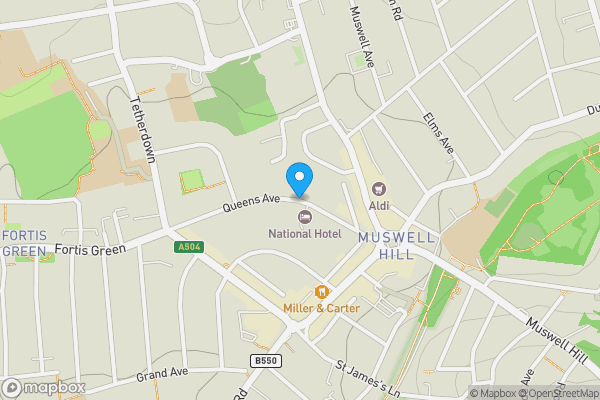 Map location for Telephone Kiosk at, Queens Avenue, Muswell Hill, London, N10 3NR