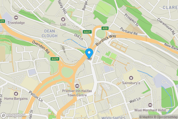 Map location for Marshalls Mill Dean Clough Mills, Cross Hills, Halifax, Calderdale, HX1 1XQ