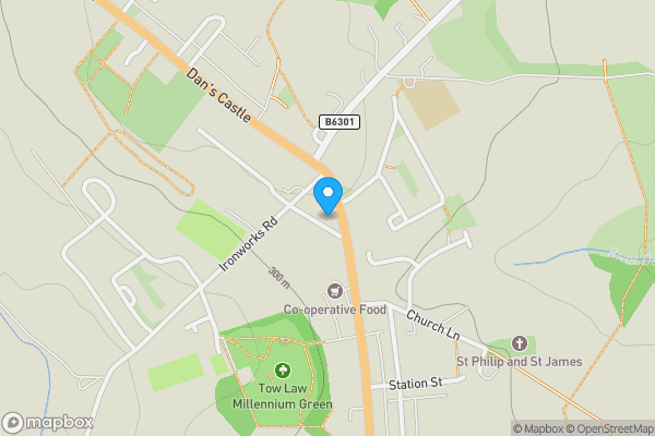 Map location for 5A Grove Road, Tow Law, Bishop Auckland, County Durham, DL13 4AQ