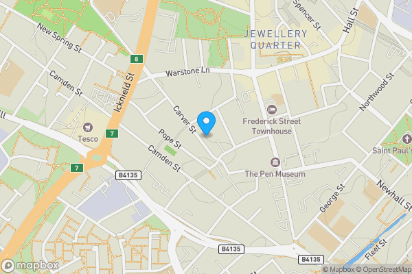 Map location for Penthouse 12 Wexler Lofts, 100 Carver Street, Birmingham, West Midlands, B1 3AQ