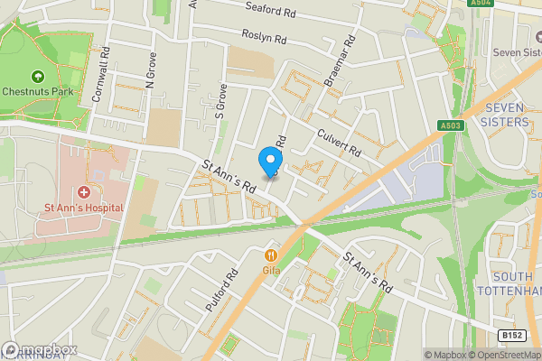 Map location for J. Reid Piano Factory and Outlet, 182 and 184 St Ann's Road and Grove Works and 13 Grove Road, Seven Sisters, London N15 5RP