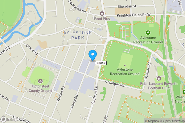 Map location for 34 Percy Road, Leicester LE2 8FP