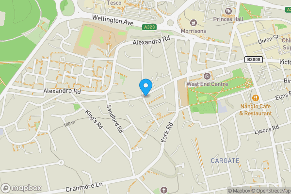 Map location for 102 Queens Road, Aldershot, Hampshire, GU11 3JU