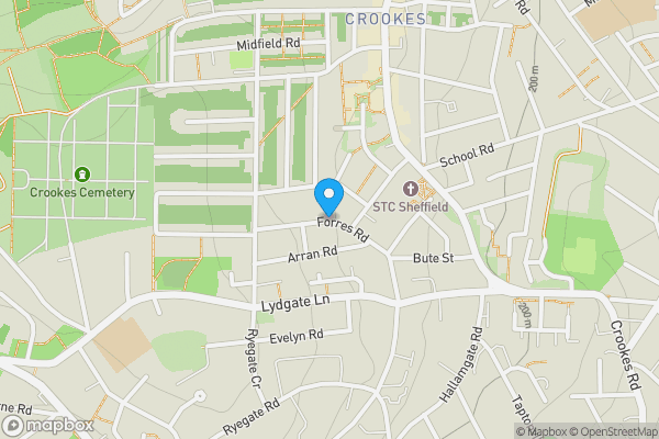 Map location for Land and Buildings at Forres Road, Sheffield, South Yorkshire, S10 1WE