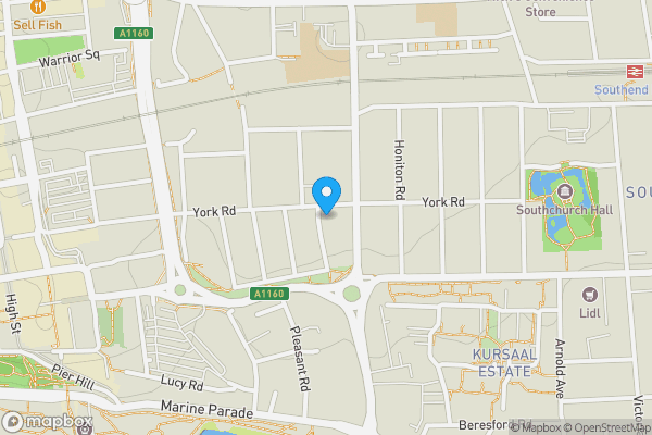 Map location for Flat 4, 166 York Road, Southend-On-Sea, Essex SS1 2DZ