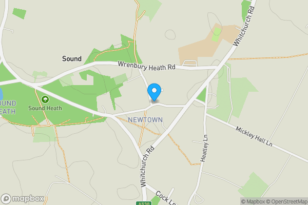 Map location for Land off Wrenbury Heath Road, Newtown, Sound Nantwich, CW5 8BG