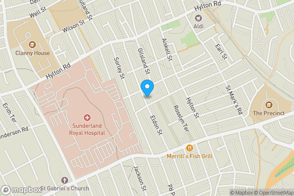 Map location for 7 Brunton Terrace, Sunderland, Tyne and Wear, SR4 7DN