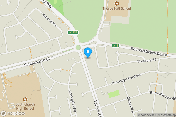 Map location for 290 Thorpe Hall Avenue, Thorpe Bay, Essex, SS1 3SD