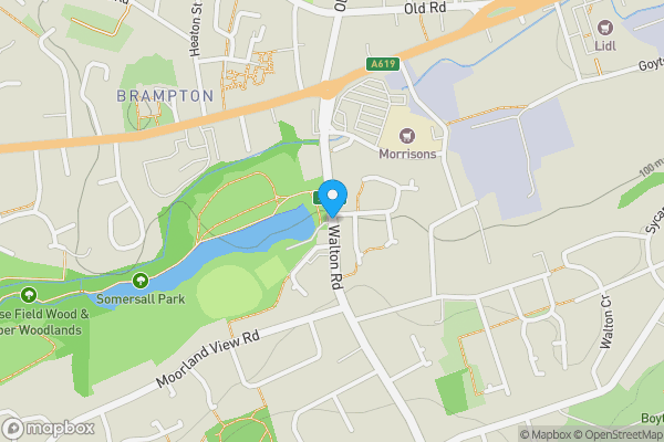 Map location for Land on the East Side of Walton Road, Chesterfield, Derbyshire, S40 2DB