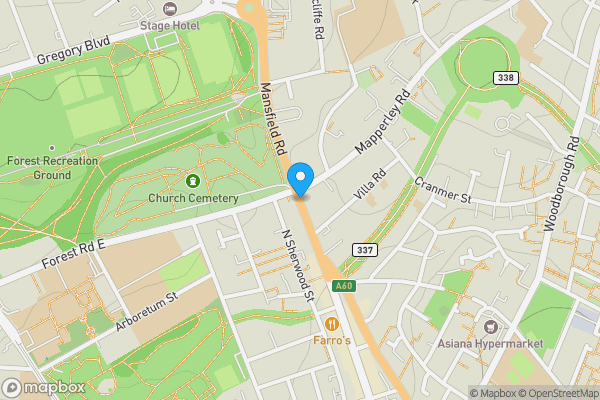 Map location for Mansfield Road, NOTTINGHAM, Nottinghamshire, NG1 3FT