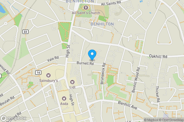 Map location for 17 Burnell Road, Sutton, Surrey, SM1 4EE