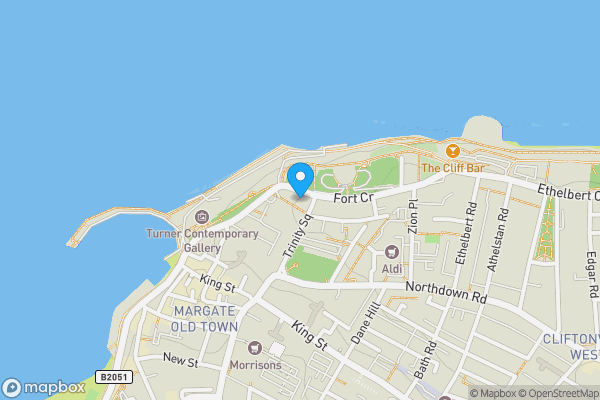 Map location for Flat 5 Fort Mansions, 9-11 Fort Crescent, Margate, Kent, CT9 1HN