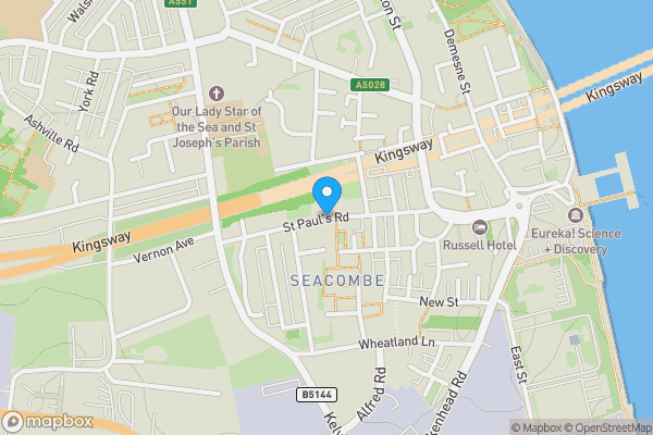 Map location for Land at St. Pauls Road, Seacombe CH44 7AW