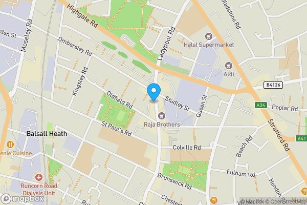 Map location for Karachi Restaurant, 127-129 Ladypool Road, Birmingham, B12 8LH