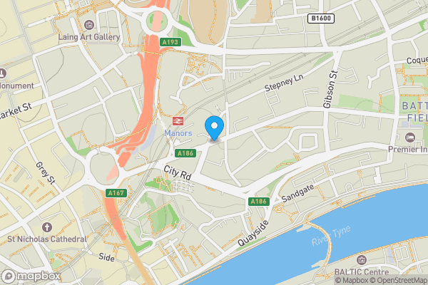 Map location for Apartment 49, Marconi House, Melbourne Street, NEWCASTLE UPON TYNE, Tyne and Wear, NE1 2JS